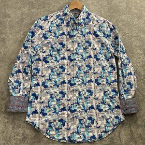Robert Graham Shirt Mens Small Button Up Marshfield Geometric Abstract Flip Cuff